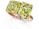 Rose gold Fancy Yellow Asscher  and Emerald Cut Toi Moi Ring with Prong Setting_52