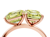 Rose gold Fancy Yellow Asscher  and Emerald Cut Toi Moi Ring with Prong Setting_55