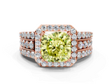 Rose gold Fancy Yellow Cushion -Cut Halo Diamond Ring with Split Shank and Four-Prong Setting_104