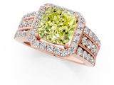 Rose gold Fancy Yellow Cushion -Cut Halo Diamond Ring with Split Shank and Four-Prong Setting_105
