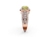 Rose gold Fancy Yellow Cushion -Cut Halo Diamond Ring with Split Shank and Four-Prong Setting_106