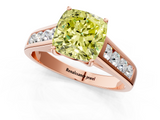 Rose gold Fancy Yellow Cushion  Brilliant Channel-Set Solitaire Ring with Four-Prong Setting_37