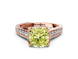 Rose gold Fancy Yellow Cushion  Brilliant Cut Diamond Engagement Ring with Pavé Band and Four-Prong Setting_49