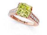 Rose gold Fancy Yellow Cushion  Brilliant Cut Diamond Engagement Ring with Pavé Band and Four-Prong Setting_50