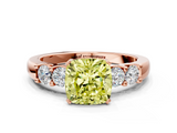 Rose gold Fancy Yellow Cushion  Brilliant Cut Diamond Five-Stone Prong Set Engagement Ring with Channel Band_3