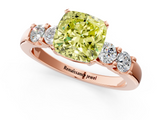 Rose gold Fancy Yellow Cushion  Brilliant Cut Diamond Five-Stone Prong Set Engagement Ring with Channel Band_4