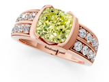 Rose gold Fancy Yellow Cushion  Brilliant Diamond Channel Set Wide Band Ring with Bezel Setting_19