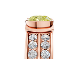 Rose gold Fancy Yellow Cushion  Brilliant Diamond Channel Set Wide Band Ring with Bezel Setting_23