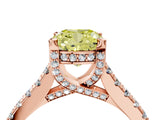 Rose gold Fancy Yellow Cushion  Brilliant Diamond Solitaire with Pavé Band and Four-Prong Setting 5