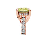 Rose gold Fancy Yellow Cushion  Brilliant Diamond Solitaire with Pavé Band and Four-Prong Setting