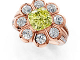 Rose gold Fancy Yellow Cushion  Brilliant Flower Halo Diamond Split Shank Ring_88