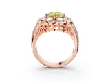 Rose gold Fancy Yellow Cushion  Brilliant Flower Halo Diamond Split Shank Ring_90