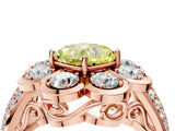 Rose gold Fancy Yellow Cushion  Brilliant Flower Halo Diamond Split Shank Ring_91