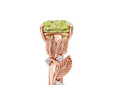 Rose gold Fancy Yellow Cushion  Brilliant Solitaire with Leaf Motif Band and Four-Prong Setting_68