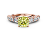 Rose gold Fancy Yellow Cushion  Brilliant Solitaire with Pavé Band and Four-Prong Setting_41