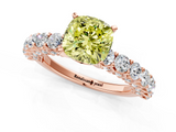 Rose gold Fancy Yellow Cushion  Brilliant Solitaire with Pavé Band and Four-Prong Setting_42