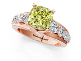 Rose gold Fancy Yellow Cushion  Brilliant Solitaire with Side Stones on a Pave Band and Four-Prong Setting_25