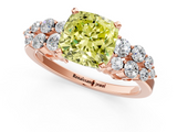 Rose gold Fancy Yellow Cushion  Cluster Diamond Engagement Ring with Pavé Band and Four-Prong Setting_32