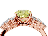 Rose gold Fancy Yellow Cushion  Cluster Diamond Engagement Ring with Pavé Band and Four-Prong Setting_35