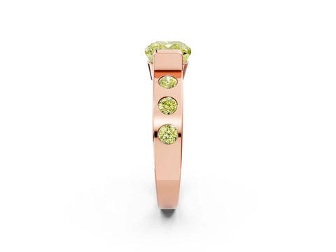 Rose gold Fancy Yellow Cushion Cut Brilliant Channel-Set Diamond Ring with Bezel Prong Setting_2