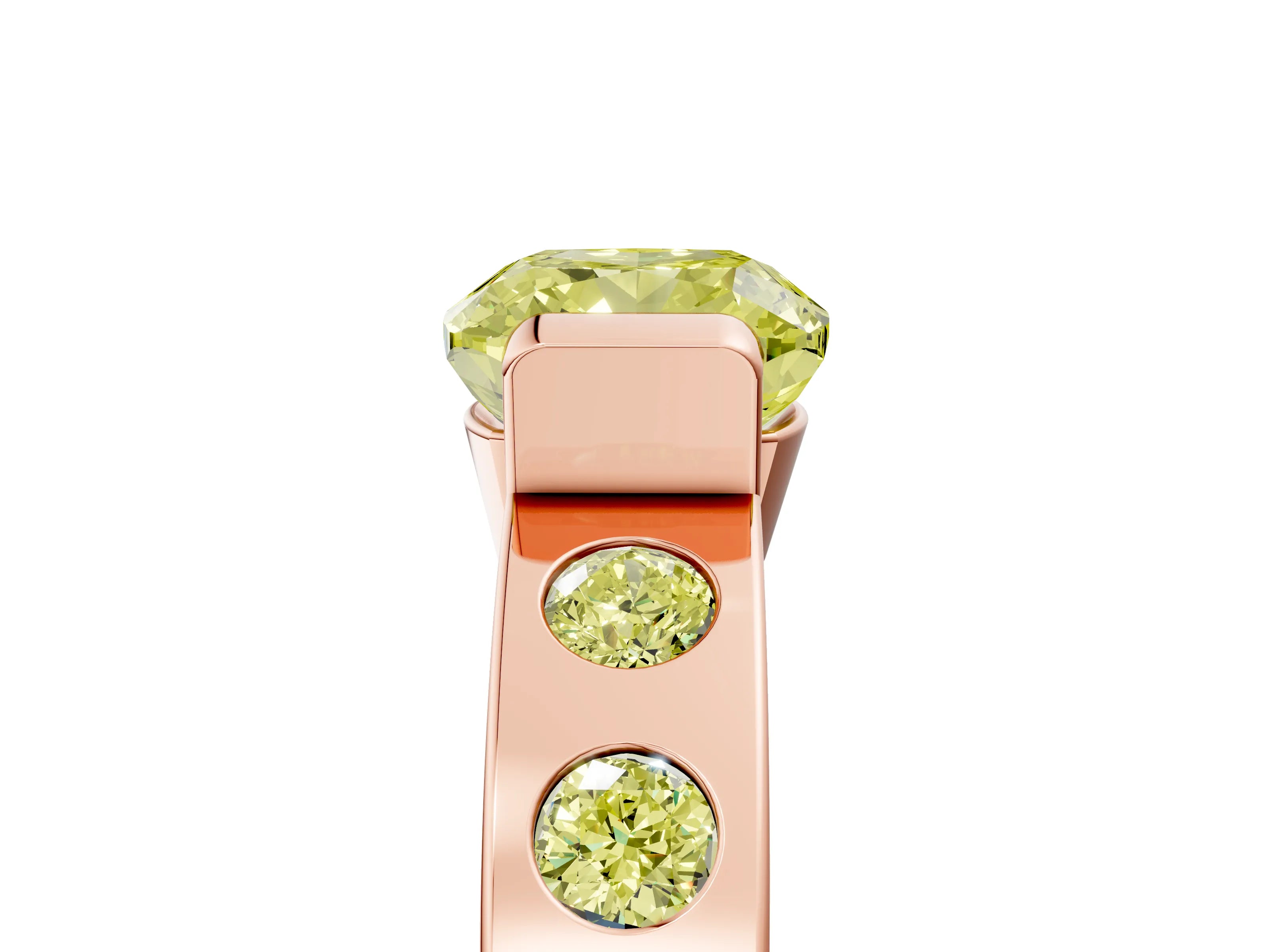 Rose gold Fancy Yellow Cushion Cut Brilliant Channel-Set Diamond Ring with Bezel Prong Setting_5