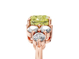 Rose gold Fancy Yellow Cushion Cut Brilliant Diamond Cluster Accent Solitaire Ring with Prong Setting_5