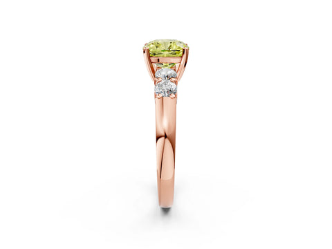 Rose gold Fancy Yellow Cushion Cut Brilliant Diamond Five-Stone Engagement Ring with Prong Setting on a Classic Band_5