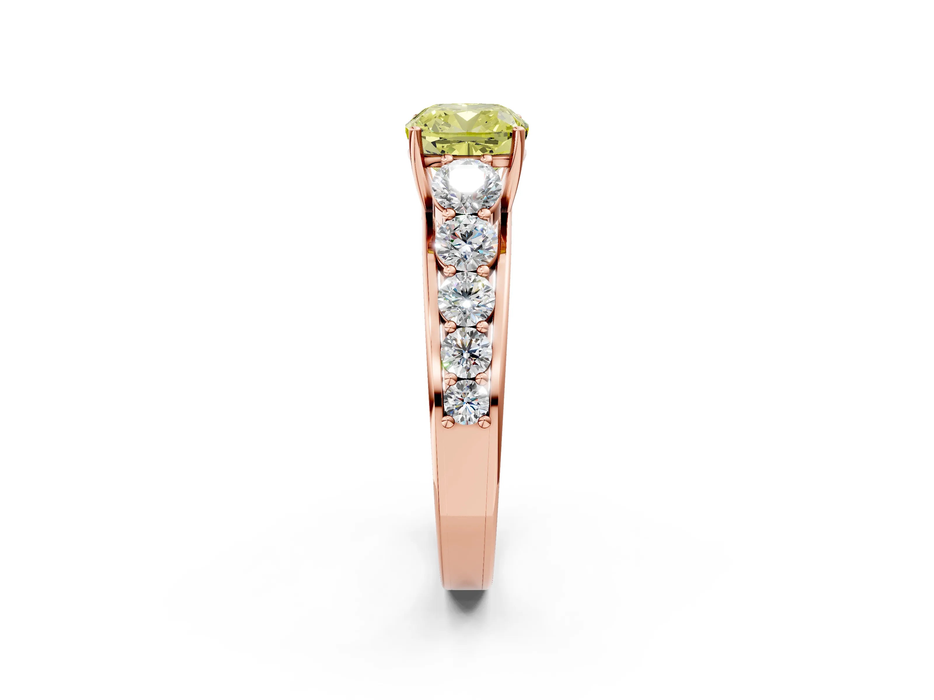 Rose gold Fancy Yellow Cushion Cut Brilliant Diamond Pavé Band with Six-Prong Setting_2