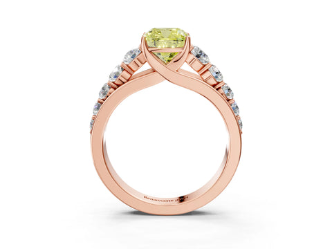 Rose gold Fancy Yellow Cushion Cut Brilliant Diamond Pavé Band with Six-Prong Setting_3
