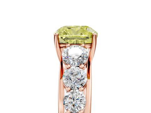 Rose gold Fancy Yellow Cushion Cut Brilliant Diamond Pavé Band with Six-Prong Setting_5