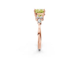 Rose gold Fancy Yellow Cushion Cut Brilliant Diamond Solitaire Ring with Pear Side Stones and Four-Prong Setting_5