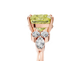 Rose gold Fancy Yellow Cushion Cut Brilliant Diamond Solitaire Ring with Pear Side Stones and Four-Prong Setting_8