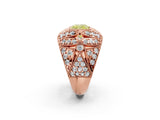 Rose gold Fancy Yellow Cushion Cut Brilliant Halo Pave Diamond Milgrain Ring_2