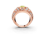 Rose gold Fancy Yellow Cushion Cut Brilliant Halo Pave Diamond Milgrain Ring_3