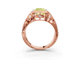 Rose gold Fancy Yellow Cushion Cut Brilliant Milgrain Filigree Diamond Ring with Square Prong Setting_15
