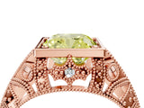 Rose gold Fancy Yellow Cushion Cut Brilliant Milgrain Filigree Diamond Ring with Square Prong Setting_16