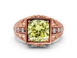 Rose gold Fancy Yellow Cushion Cut Brilliant Milgrain Filigree Diamond Ring with Square Prong Setting_6