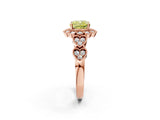 Rose gold Fancy Yellow Cushion Cut Brilliant Milgrain Pave Heart Band Solitaire Ring_2