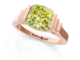 Rose gold Fancy Yellow Cushion Cut Brilliant Solitaire Diamond Ring with Channel Set Band and Bar Prong Setting_1
