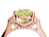 Rose gold Fancy Yellow Cushion Cut Brilliant Solitaire Diamond Ring with Channel Set Band and Bar Prong Setting_4