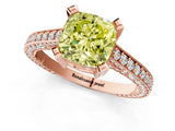 Rose gold Fancy Yellow Cushion Cut Brilliant Split Shank Pave Solitaire Ring with Four-Prong Setting_1