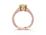 Rose gold Fancy Yellow Cushion Cut Brilliant Split Shank Pave Solitaire Ring with Four-Prong Setting_3