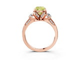 Rose gold Fancy Yellow Cushion Cut Brilliant Three-Stone Diamond Ring with Pavé Band and Four-Prong Setting_14