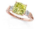 Rose gold Fancy Yellow Cushion Cut Brilliant Three-Stone Pave Band with Four-Prong Setting_1
