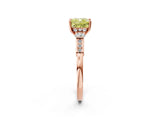 Rose gold Fancy Yellow Cushion Cut Brilliant Three-Stone Pave Band with Four-Prong Setting_2