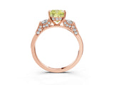 Rose gold Fancy Yellow Cushion Cut Brilliant Three-Stone Pave Band with Four-Prong Setting_3