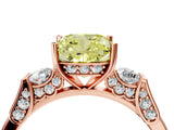 Rose gold Fancy Yellow Cushion Cut Brilliant Three-Stone Pave Band with Four-Prong Setting_4