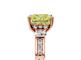 Rose gold Fancy Yellow Cushion Cut Brilliant Three-Stone Pave Band with Four-Prong Setting_5