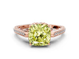 Rose gold Fancy Yellow Cushion  Cut Cathedral Pave Diamond Engagement Ring with Six-Prong Setting_32