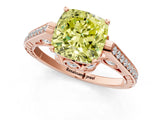 Rose gold Fancy Yellow Cushion  Cut Cathedral Pave Diamond Engagement Ring with Six-Prong Setting_33